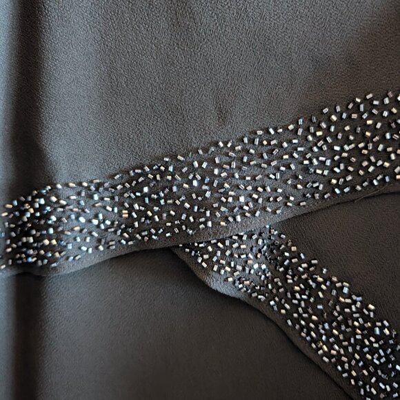 Jessica Vintage Black Beaded Slip dress Size 10 Formal Whimsigoth 90s Side Slits - Picture 3 of 6